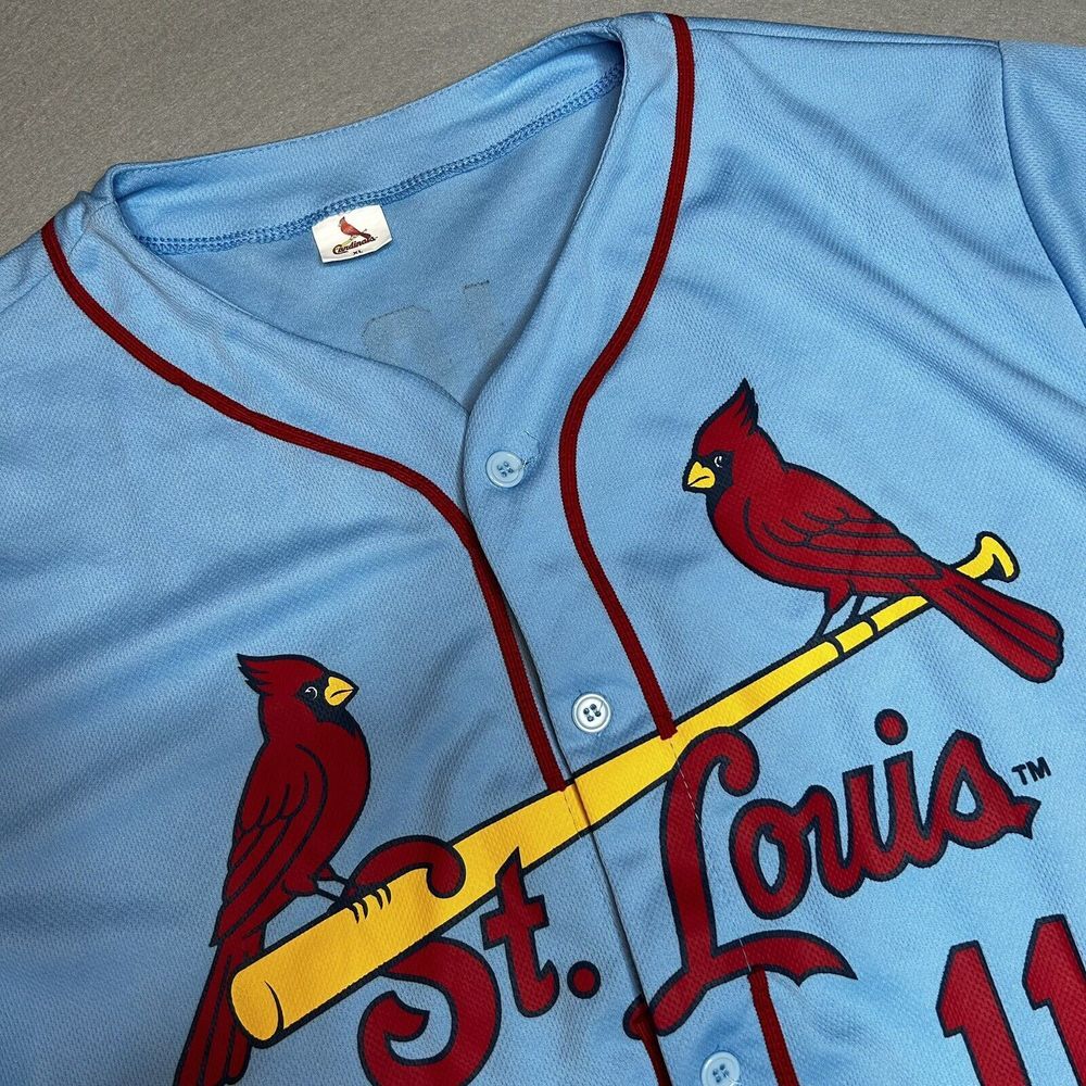 MLB St Louis Cardinals Baseball Blue Jersey DeJong 11 Short Sleeve Size XL
